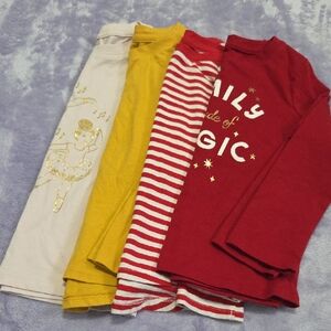 Cat & Jack Long Sleeve Tees - Red, Yellow, Pink, Stripe - Set of 4